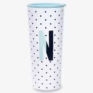 Kate Spade‎ Black and White Polka Dot Tumbler letter N